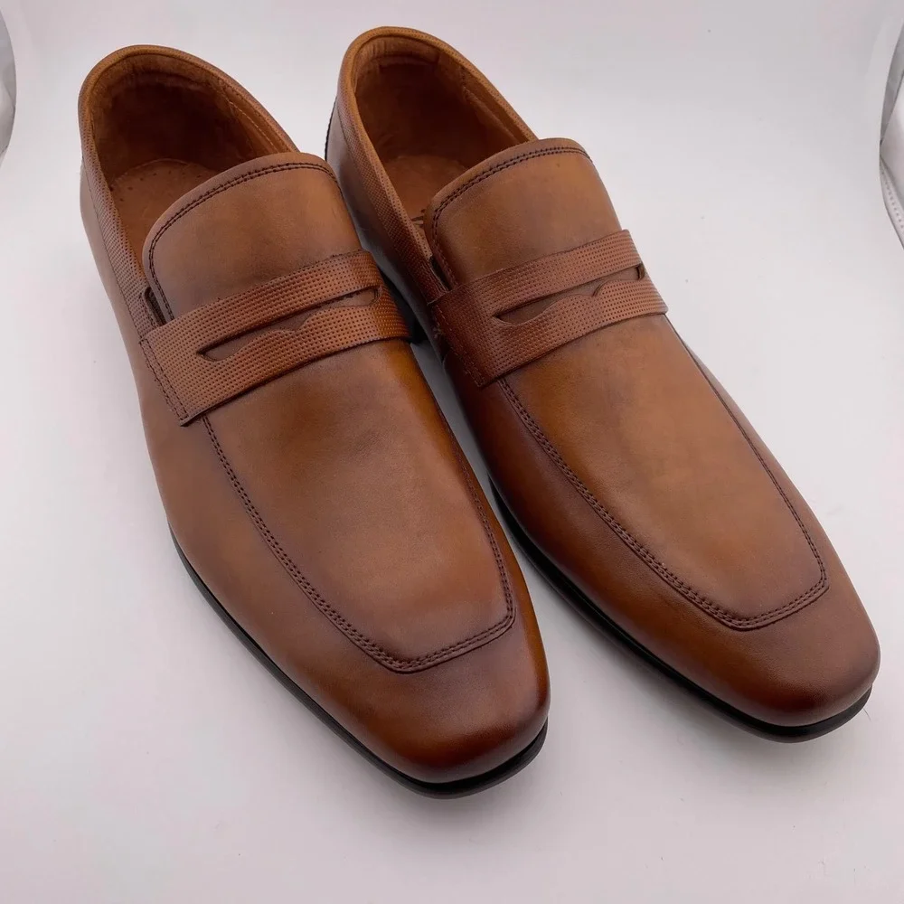 Florsheim Men Leather Rucci Penny Loafers Dress Shoes Cognac 11 EEE Wide Fit NEW